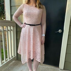 Pink Lace ELLE Dress with Belt